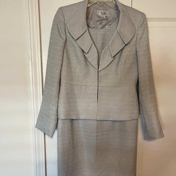 Women's baby blue / silver 2-piece dress suit - Picture 1 of 4